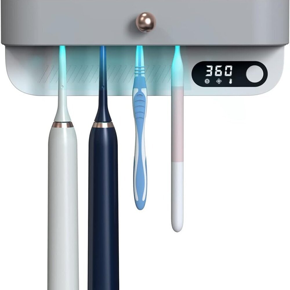 UV Toothbrush Dryer Holder, Heating Plate and Fan Drying Function, Rechargeable